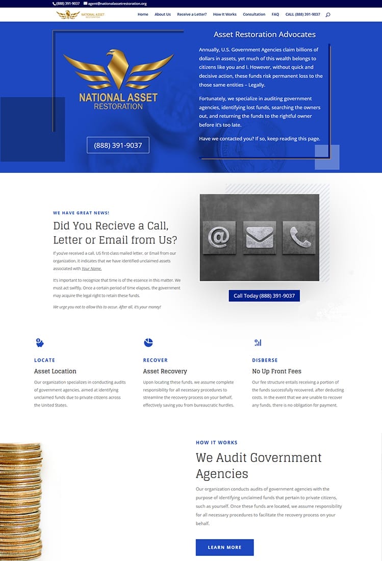 Nation Wealth Restoration Website Design by Traffic9 Media