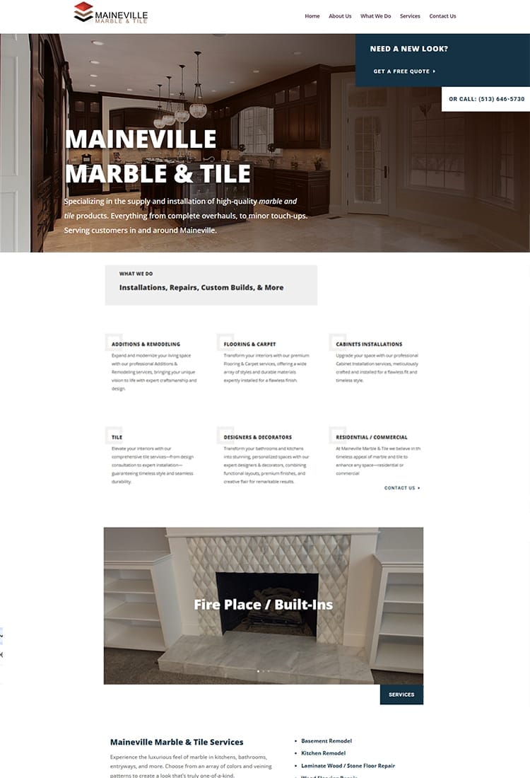 Maineville Marble & Tile Website Design by Traffic9 Media